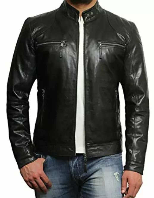 Maison de Leathers Men's Handcrafted Black/Brown Leather Biker Jacket – Custom Genuine Leather Motorcycle & Café Racer Jacket for Men