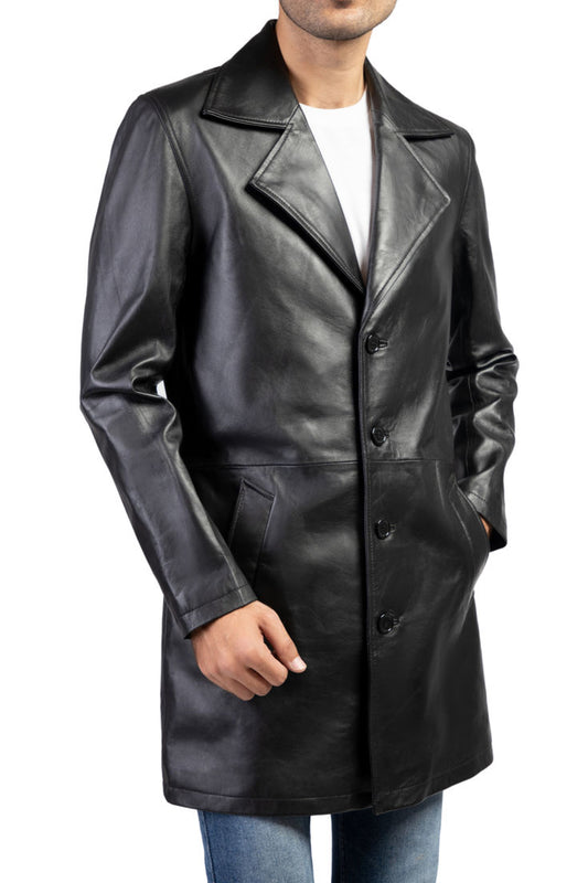 Maison de leathers-- Men's Classic Real Leather long Coat/Jacket